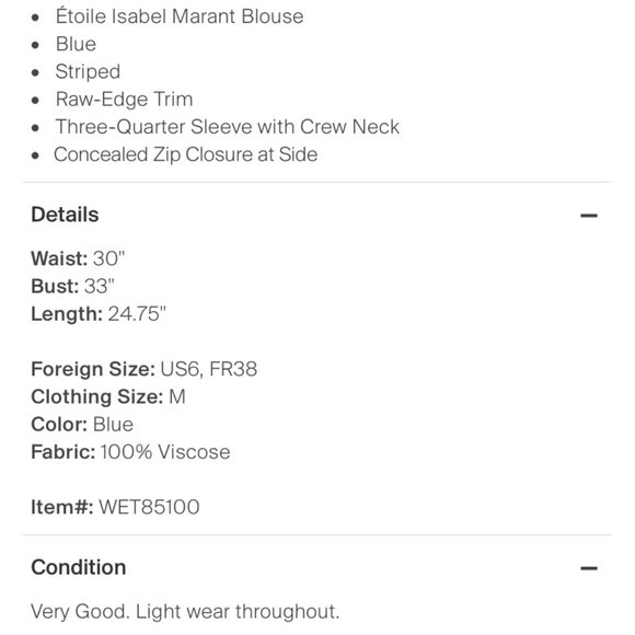 Isabel Marant Blue Silk Blouse Size 6 - Picture 4 of 4